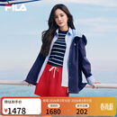 FILA 杨幂同款斐乐官方女装梭织外套2026夏新款时尚休闲连帽风衣夹克 藏烟蓝-DB L 170/88A/L