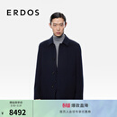 ERDOS男装纯羊绒大衣年早秋450g哑光小翻领案门襟毛呢外套 经典藏蓝 M 170/92A