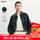 艾诺丝雅诗【商场同款】2026春季新款百搭率性皮夹克短外套PU皮衣女50121022 黑色 M