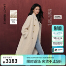 朗姿【王楚然同款 羊毛卷】羊毛设计感仿皮草大衣冬季新款 米白色 M