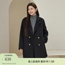 纤莉秀【春冬氛围感全羊毛双面呢大衣】大码女装胖mm冬装新款外套5246 深灰色 3XL