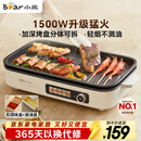 小熊（Bear）烤肉电烤盘烤肉锅家用轻烟烤串烤肉一体多功能锅不沾可拆电烧烤炉 DKL-Y15C1 女神节礼物