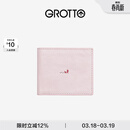 GROTTO个乐经典轻奢真皮童趣女士钱包两折卡夹卡包女士女款礼物 樱花粉（木马) F