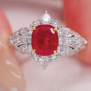 墨辰珠宝缅甸天然无烧鸽血红宝石戒指 18k金镶嵌钻石