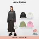 Acne Studios[6期免息]男女同款做旧1996印花宽松落肩长袖T恤 淡黑色 XS -女 / XXS-男