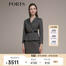 PORTS宝姿女装秋冬新款长袖中长连衣裙LM9N031NCF020 黑色格子 S (4)