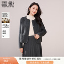 香影纯羊毛小香风外套女2025冬装新款名媛风灰色双面毛呢短款大衣 深灰 M 160/84A/95-110斤