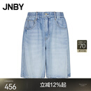 JNBY/江南布衣25夏新品牛仔中裤莱赛尔斜纹宽松直筒裤中裤5P5E15760 958/牛仔浅蓝 L