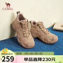 骆驼（CAMEL）工装靴女休闲拼接厚底高帮鞋登山鞋马丁靴 L24W283645 卡其 38 
