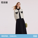 歌莉娅（GOELIA）套装女冬季小香风短外套黑色连衣裙两件套1BCRAB010 31C黑白色织 M