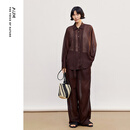 噢姆（AUM）【轻松套装】AUM噢姆2026年夏季新款棉感巴厘纱宽松衬衫上衣长裤 深咖上装 M