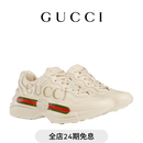 GUCCI古驰Rhyton系列女士Gucci标识牛皮革运动鞋 象牙色 36