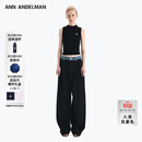 ANN ANDELMAN【王玉雯同款】官方直营 牛仔腰头拼接西裤直筒长裤 黑色 M