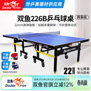 双鱼（DOUBLE FISH） 乒乓球桌室内可折叠移动式乒乓球台家用训练比赛标准乒乓球案子 226B-蓝面22MM