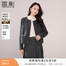 香影纯羊毛小香风外套女2025冬装新款名媛风灰色双面毛呢短款大衣 深灰 M 160/84A/95-110斤