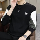 罗鸣老人【高档轻奢】2026新款时尚帅气宽松百搭男士长袖精美印花气质卫衣 黑色 2XL （建议150-170斤）