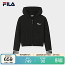 FILA 斐乐官方女士编织衫冬季休闲宽松连帽拉链毛衣开衫