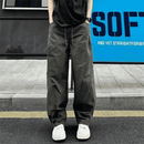 【专柜正品】美式设计感直筒卫裤男弯刀阔腿宽松运动工装裤休闲裤 7005军绿色 L 建议110-130斤