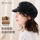 玖慕（JIUMU）女士亚麻贝雷帽百搭帽子女夏季女款画家帽八角帽报童帽女生蓓蕾帽