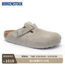 BIRKENSTOCK勃肯德国进口女款牛皮绒面革时尚灰色Boston包头拖鞋 石灰色窄版1027751 38