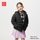 优衣库童装男女童PUFFTECH空气棉服可机洗连帽外套排骨棉服478123 09 黑色 150