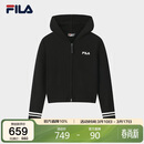 FILA 斐乐官方女士编织衫2025冬季休闲宽松连帽拉链毛衣开衫
