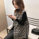 小香风马甲春秋季女新宽松韩版背心时尚千鸟格坎肩马夹外套女上衣 千鸟格马甲 L 【建议105-120斤】
