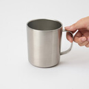 MUJI 不锈钢 双层马克杯 水杯杯子带把手桌面 银色L  510ml