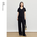 噢姆（AUM）【轻松套装】2026年夏季新款潮流不规则连袖T恤上衣黑色长裤女 黑色下装 M