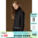 ELLE KIDS童装 菱格绗棉翻领棉服女童冬季新款复古风休闲保暖外套 黑色 160 (S)