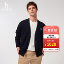 哈吉斯（HAZZYS）男女同款 春季外套PHIZ【情侣款】可内搭可外穿针织开衫 藏青色NV M （170/92A 46）