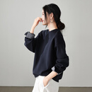 索菲丝尔（SOFSIL）2026年春季新款时髦简约拼接卫衣女宽松百搭长袖圆领上衣 藏青 M