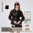 朗姿【精英衣橱】羊皮革翻领可收腰皮衣干练通勤上衣女26年春季新款 深咖色 M