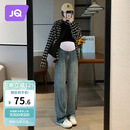 婧麒（JOYNCLEON）孕妇裤春秋休闲外穿打底阔腿牛仔裤小个子 复古蓝XL jyk26751