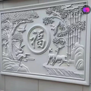 中掌柜墙陶瓷背景定制浮雕发泡浮雕板装饰门头山花外墙别墅欧式浮雕 竹鹿同春高2000x宽3000mm