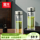 富光玻璃杯双层带茶隔大容量水杯 高档商务泡茶杯 高硼硅杯子500ml