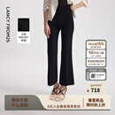 朗姿【精英衣橱】复古显瘦高腰黑色休闲裤喇叭裤马蹄裤夏新款长裤子 黑色 M