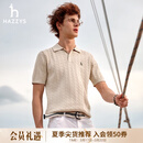 哈吉斯（HAZZYS）男装 26新款夏季绞花毛衣翻领针织短袖polo衫男ABYZD0DBF18 米色BI XL （180/100A 50）