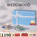 Wedgwood花间舞蝶2杯2碟骨瓷咖啡杯碟套装精致茶杯碟结婚礼物