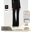 朗姿【精英衣橱】微喇高腰西裤春季新款职业通勤黑色西装裤女 黑色2 L