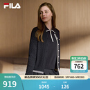 FILA 斐乐官方女士编织外套2026春新款时尚休闲织带麻花毛衣开衫 传奇蓝-NV XL 175/92A/XL