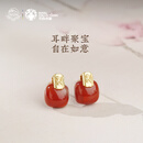 布达拉宫925银镶南红玛瑙戒指耳饰女本命年指环耳钉耳环生日礼物送女友