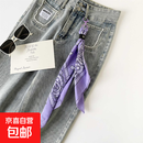 张凌赫同款时尚系腰裤链裤巾腰链装饰配件腰果印花小丝巾红色丝巾 QM58031-紫色