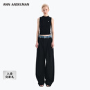 ANN ANDELMAN【王玉雯同款】官方直营 牛仔腰头拼接西裤直筒长裤 黑色 XS