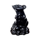 定制黑曜石雕刻老鼠摆件十二生肖守护神招财茶宠车载办公桌 黑曜石鼠高度15cm