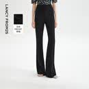 朗姿【精英衣橱】复古显瘦高腰黑色休闲裤喇叭裤马蹄裤夏新款长裤子 黑色2 L