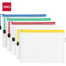 得力（deli）【24只】A5透明网格拉链袋 资料小学生科目分类文件袋 票据试卷收纳 文件保护 混色63480