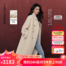 朗姿【王楚然同款 羊毛卷】羊毛设计感仿皮草大衣冬季新款 米白色 M