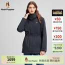 暇步士（Hush Puppies）【简约舒适】女装冬季新款温暖收腰简洁款连帽棉服 玄青蓝 L