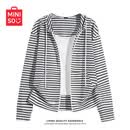 名创优品（MINISO）轻薄款外套女夏季2026新款宽松连帽上衣小个子雪花棉条纹开衫卫衣